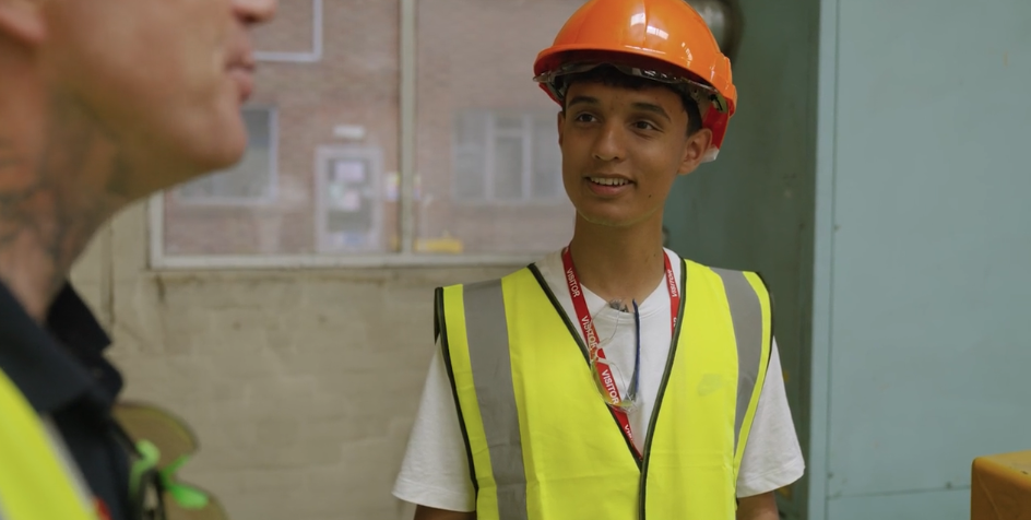 Young person on a work experience placement at Bridgnorth Aluminium